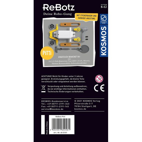 Kosmos 602581 ReBotz - Pitti der Walking-Bot, Mini-Roboter zum Bauen, Spielen und Sammeln für eine Robo-Gang, Roboter-Spielzeug, Experimentier-Set für Kinder ab 8-12 Jahre