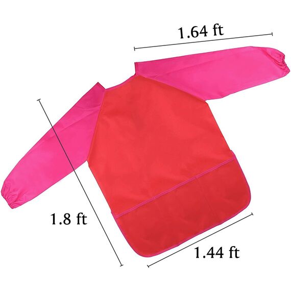 Amaza Malschürze Kinder,4Pcs Wasserdicht Malkittel Kinder 2-8 Jahre mit Ärmeln und 3 Taschen, Klettverschluss Bastelschürze, Kinderkittel Malen fur Schule,Malen,Basteln (Blau & Rot & Gelb & Rosa)