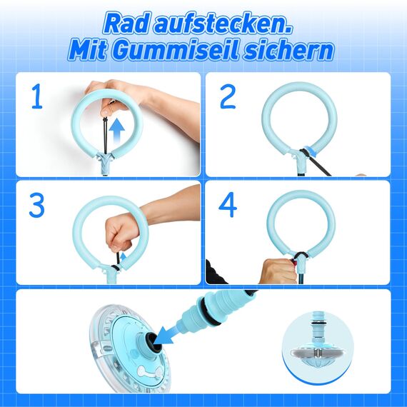 Hot Bee Kinder Blinkender Springring Fußkreisel mit Zähler, Timer, Kalorienzähler Spielzeug Geschenke für Junge Mädchen 6-12 Aufladbare Faltbar Swing Wheel mit Lichtrad Weihnachten Geburtstag Hellblau
