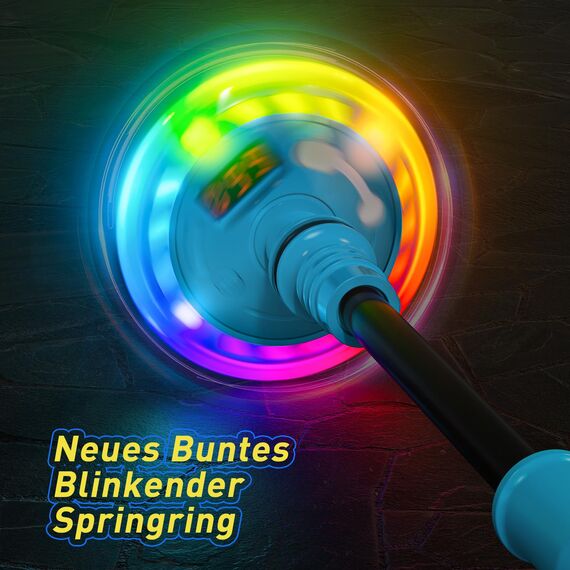 Hot Bee Kinder Blinkender Springring Fußkreisel mit Zähler, Timer, Kalorienzähler Spielzeug Geschenke für Junge Mädchen 6-12 Aufladbare Faltbar Swing Wheel mit Lichtrad Weihnachten Geburtstag Hellblau