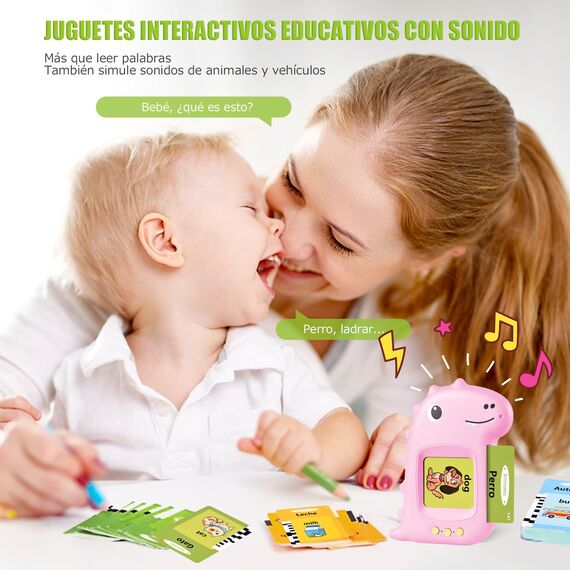 Sprechende Lernkarten Kinderspielzeug Ab 2 3 4 5 6 Jahre Lernspiele Für Autismus Lernspielzeug Spanisch Lernen Für Kinder Vorschulkinder Geschenk Für Jungen Mädchen 2-4 Jahre 112 Blätter 224 Wörter