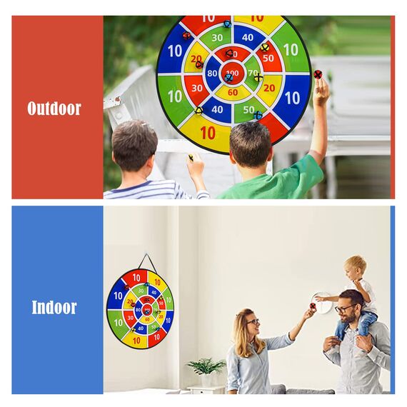 Dartscheibe Für Kinder Outdoor Spiele 29" (73 cm) Garten Spielzeug ab 3 4 5 6 7 8 9 Jahre Hängendes Klett Dart Wurfspiel Geschenk Mädchen Junge Mit 12 Klettbällen 12 Klettdarts 2 Haken