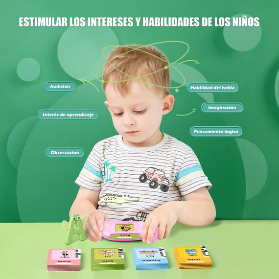 Sprechende Lernkarten Kinderspielzeug Ab 2 3 4 5 6 Jahre Lernspiele Für Autismus Lernspielzeug Spanisch Lernen Für Kinder Vorschulkinder Geschenk Für Jungen Mädchen 2-4 Jahre 112 Blätter 224 Wörter