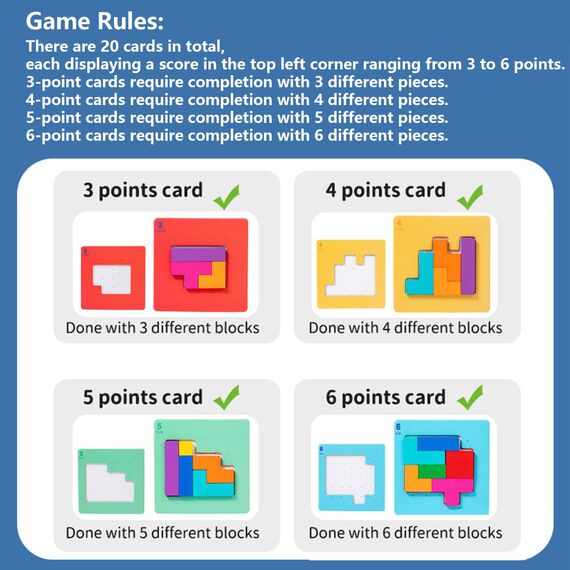Jastown Tetris Duell Spiel,Holzpuzzle Tetris Tangramm,Konzentrationsspiele Für Kinder ab 4 5 6,Block Puzzle Montessori Spiel 4 5 6 Jahre,Intelligenz Puzzlespiel,Pädagogisches Spielzeug ab 4