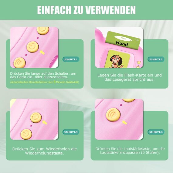 Sprechende Lernkarten Kinderspielzeug Ab 2 3 4 5 6 Jahre Lernspiele Für Autismus Lernspielzeug Deutsch Lernen Für Kinder Vorschulkinder Geschenk Für Jungen Mädchen 2-4 Jahre 224 Wörter Nur auf Deutsch
