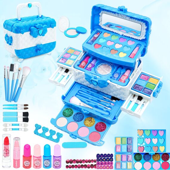 Kinderschminke Set Mädchen Spielzeug Geschenke - Frozen Waschbar Schminkkoffer Kinder, Schminke Kinder Make Up Set Spiele, Toys for Firls Weihnachts Geburtstags Geschenke für Mädchen 4-12 Jahre