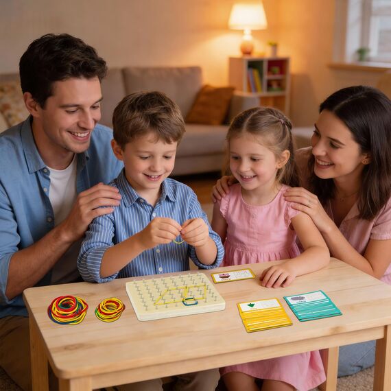 VingaHouse Montessori Spielzeug ab 3 4 5 6 Jahre -Geobrett- Geoboard Holz - Förderung des räumlichen Denkens und der Vorstellungskraft - EIN glückliches Geschenk für Kinder im Alter von 3+ Jahren