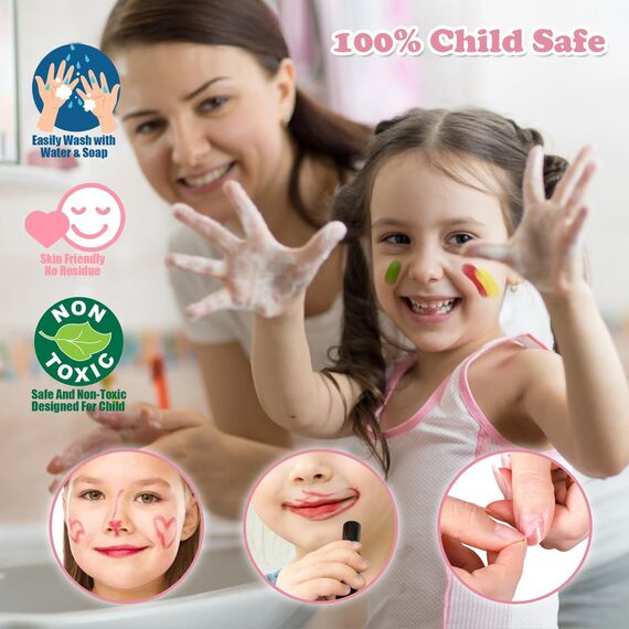 Kinderschminke Set Mädchen Spielzeug Geschenke - 66PCS Waschbar Schminkkoffer Kinder, Schminke Kinder Make Up Set Spiele, Toys for Girls Prinzessin Weihnachts Geburtstags Geschenke für Mädchen 4+Jahre