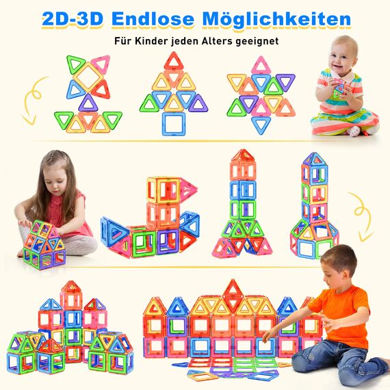 Lovchil Magnetische Bausteine, Magnetspielzeug Magneten Kinder 3 Jahren, Magnetbausteine Magnet Montessori Spielzeug für Geschenk ab 3 4 5 6 7 8 Jahre Junge Mädchen - Blöcke Kinderspielzeug 40 Teile