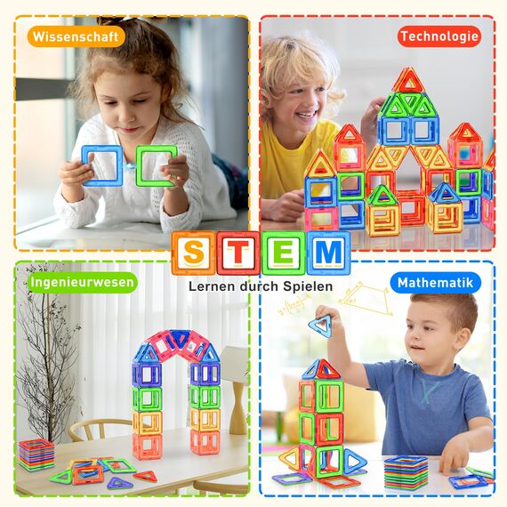 Lovchil Magnetische Bausteine, Magnetspielzeug Magneten Kinder 3 Jahren, Magnetbausteine Magnet Montessori Spielzeug für Geschenk ab 3 4 5 6 7 8 Jahre Junge Mädchen - Blöcke Kinderspielzeug 40 Teile