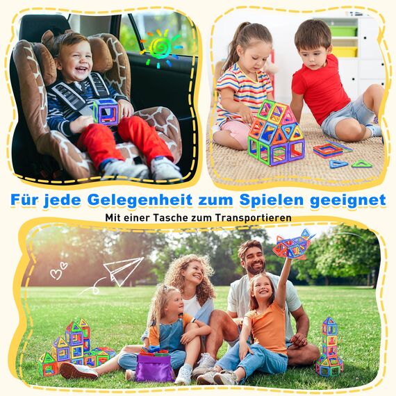 Lovchil Magnetische Bausteine, Magnetspielzeug Magneten Kinder 3 Jahren, Magnetbausteine Magnet Montessori Spielzeug für Geschenk ab 3 4 5 6 7 8 Jahre Junge Mädchen - Blöcke Kinderspielzeug 40 Teile