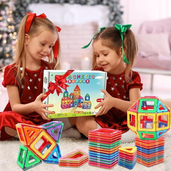Magnetische Bausteine Spielzeug ab 3 4 5 6 Jahre Magnet Bausteine STEM Lernspielzeug Baby Spielzeug für Kinder Weihnachten Geburtstag Geschenk Montessori Spielzeuge ab 5 6 7 8+ Jahre Mädchen Junge
