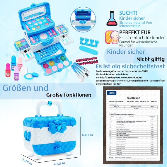 Kinderschminke Set Mädchen Spielzeug Geschenke - Frozen Waschbar Schminkkoffer Kinder, Schminke Kinder Make Up Set Spiele, Toys for Firls Weihnachts Geburtstags Geschenke für Mädchen 4-12 Jahre