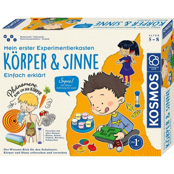 KOSMOS 602307 Mein erster Experimentierkasten – Körper & Sinne, Spielerische Experimente für alle Sinne, Fördert Sinneserfahrung & Experimentierdrang, Experimentierkasten für Kinder ab 5-8 Jahren
