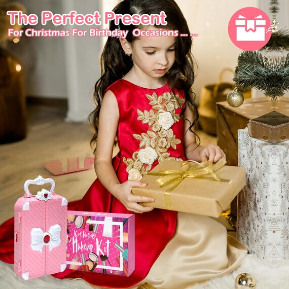 Kinderschminke Set Mädchen Spielzeug Geschenke - 74PCS Waschbar Schminkkoffer Kinder, Schminke Kinder Make Up Set Spiele, Prinzessin Weihnachts Geburtstags Geschenke für Mädchen 4 5 6 7 8 9 10 Jahre