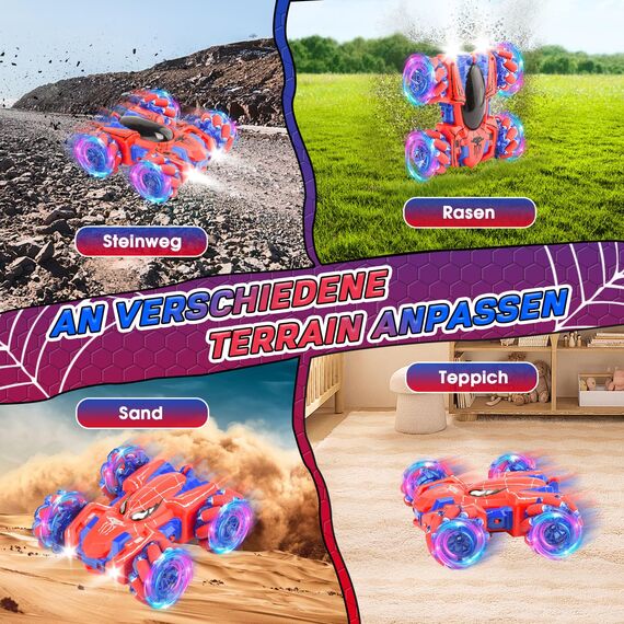 Nigecue Ferngesteuertes Auto, 2,4GHz RC Auto mit eingebautem wiederaufladbarem Akku, 360°-Drehung, Coole Lichter, Allradantrieb, 4WD RC Truck für Kinder ab 3 4 5 6 7 8 9 Jahre