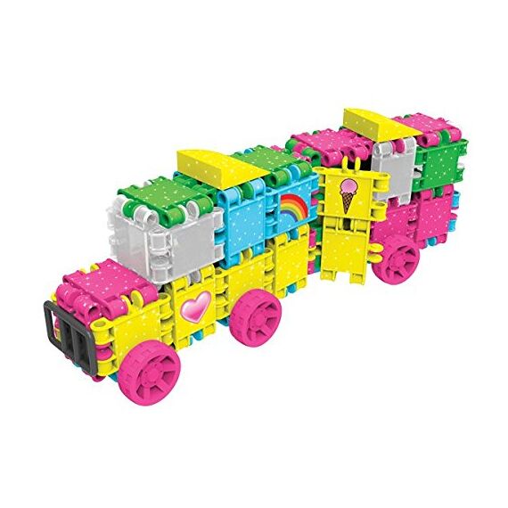 Clics Konstruktionsspielzeug für Kinder ab 3 Jahre, kreatives Lernspielzeug im 175 Teile Set, Glitzer Bausteine für Mädchen, Montessori STEM-Spielzeug, Langlebige Spielzeug aus recyceltem Material
