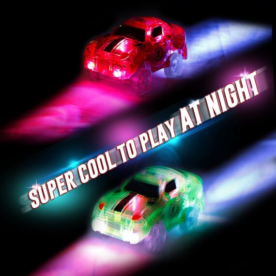 2 LED Race Cars Spielzeug Glow in the Dark für Kinder 3 4 5 6 7 8, MEHRWEG (2 Autos)
