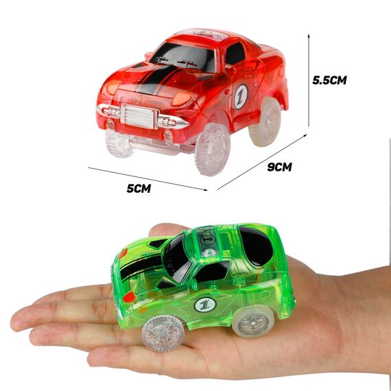 2 LED Race Cars Spielzeug Glow in the Dark für Kinder 3 4 5 6 7 8, MEHRWEG (2 Autos)