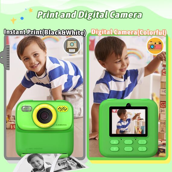 Upgrade Kinderkamera Sofortdruck für Jungen und Mädchen, 1080P HD Dual-Linse Selfie Digitalkamera mit Druckpapier & 32G Karte, Weihnachten Geburtstag Geschenke Spielzeug für Kleinkind und Jugendliche
