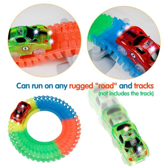 2 LED Race Cars Spielzeug Glow in the Dark für Kinder 3 4 5 6 7 8, MEHRWEG (2 Autos)