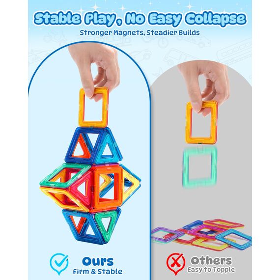 Theefun 60 Teile Magnetische Bausteine, Magnetbausteine Magnetspiel Magnete Kinder 3D STEM Montessori Lernspielzeug für Jungen & Mädchen 3–8 Jahre Weihnachtsgeschenke & Geburtstagsgeschenk