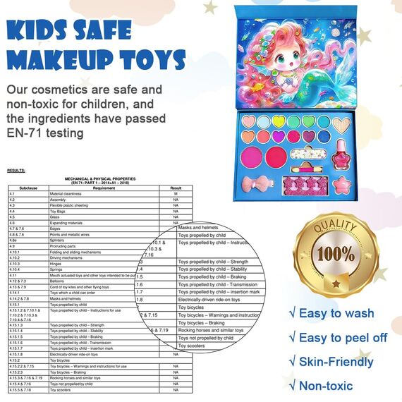Aomig Kinderschminke Mädchen 21PC Waschbar Kosmetikset 33Farben Prinzessin Make Up Spielzeug mit Nagellack Lippenstift Schminkkoffer Spielzeug Halloween Weihnachts Geburtstags Geschenk Meerjungfrau