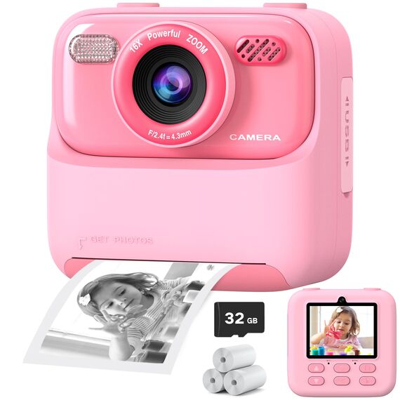 Upgrade Kinderkamera Sofortdruck für Jungen und Mädchen, 1080P HD Dual-Linse Selfie Digitalkamera mit Druckpapier, Weihnachten Geburtstag Geschenke Spielzeug für Kleinkind und Jugendliche