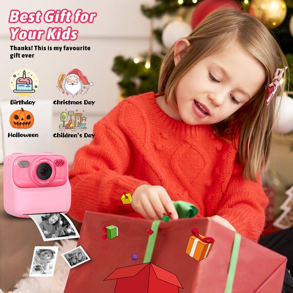 Upgrade Kinderkamera Sofortdruck für Jungen und Mädchen, 1080P HD Dual-Linse Selfie Digitalkamera mit Druckpapier, Weihnachten Geburtstag Geschenke Spielzeug für Kleinkind und Jugendliche