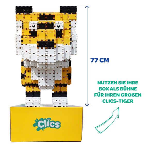 Clics Tiger 723 Teile Set- Konstruktionsspielzeug für Kinder ab 4 Jahre, kreatives Lernspielzeug, Bausteine für Mädchen und Jungen, Montessori STEM-Spielzeug, Langlebige Spielzeug