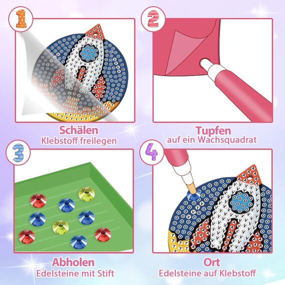 Basteln Mädchen 6-12 Jahre, Geschenke für Kinder - Basteln Sie Ihre eigenen GEM-Schlüsselanhänger - 5D-Diamant-Malen nach Zahlen Kunstsets für Mädchen Kinder Kleinkinder im Alter von 6-12 Jahren