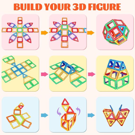 Magnetische Bausteine 95 Stück,Magnete Kinder Spielzeug ab 3 4 5 6 7 8 Jahre Junge Jungen Mädchen Magnetbausteine Magnetspiel mit Buchstaben,Zahlen und Riesenrad，Geburtstagsgeschenke für Kinder