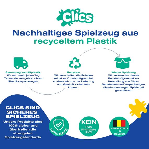 Clics Tiger 723 Teile Set- Konstruktionsspielzeug für Kinder ab 4 Jahre, kreatives Lernspielzeug, Bausteine für Mädchen und Jungen, Montessori STEM-Spielzeug, Langlebige Spielzeug