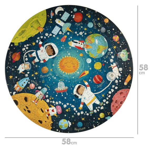 boppi Rundpuzzle – Weltraum, Planeten und Sonnensystem – 150-teiliges Lernpuzzle – Umweltfreundlich | 100% Recyclingkarton – Alter: 5–8 Jahre