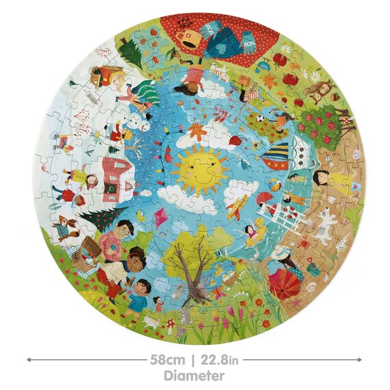 boppi Rundpuzzle – Jahreszeiten, Wetter & Natur – 150-teiliges Lernpuzzle – Umweltfreundlich | 100% Recyclingkarton – Alter 5–8 Jahre