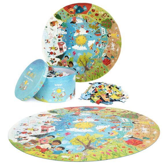boppi Rundpuzzle – Jahreszeiten, Wetter & Natur – 150-teiliges Lernpuzzle – Umweltfreundlich | 100% Recyclingkarton – Alter 5–8 Jahre