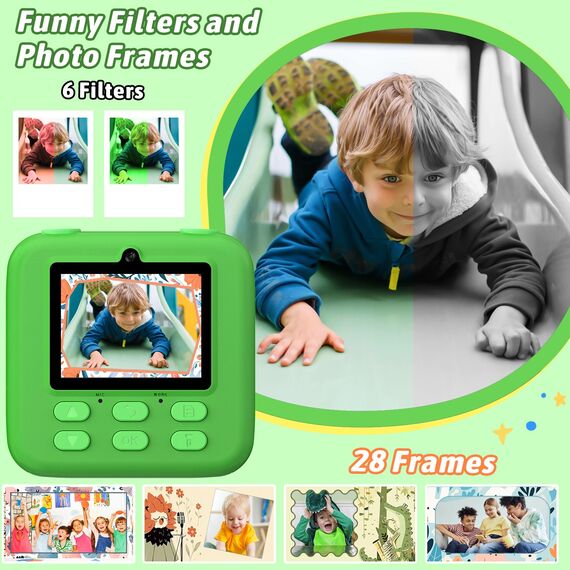 Upgrade Kinderkamera Sofortdruck für Jungen und Mädchen, 1080P HD Dual-Linse Selfie Digitalkamera mit Druckpapier & 32G Karte, Weihnachten Geburtstag Geschenke Spielzeug für Kleinkind und Jugendliche