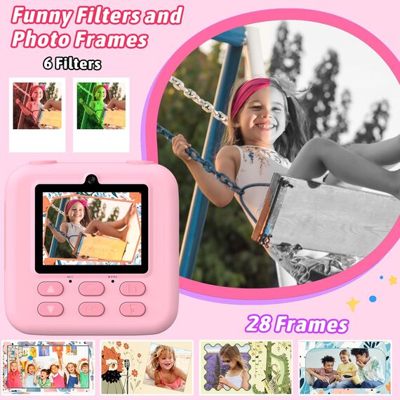 Upgrade Kinderkamera Sofortdruck für Jungen und Mädchen, 1080P HD Dual-Linse Selfie Digitalkamera mit Druckpapier, Weihnachten Geburtstag Geschenke Spielzeug für Kleinkind und Jugendliche