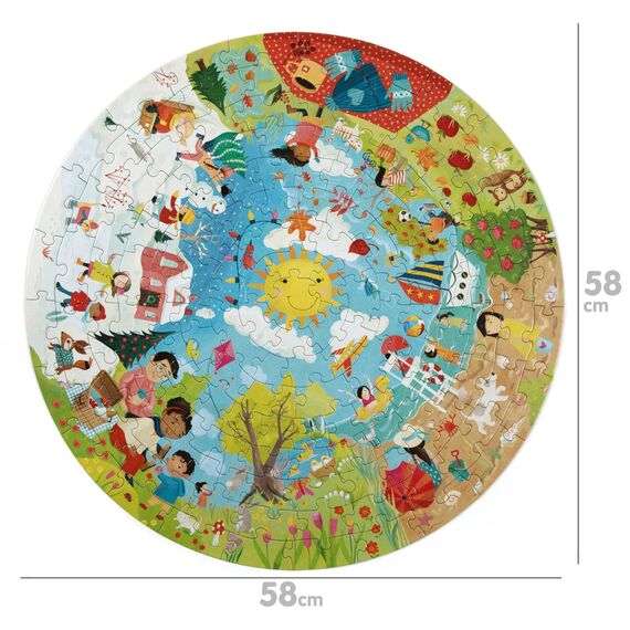 boppi Rundpuzzle – Jahreszeiten, Wetter & Natur – 150-teiliges Lernpuzzle – Umweltfreundlich | 100% Recyclingkarton – Alter 5–8 Jahre
