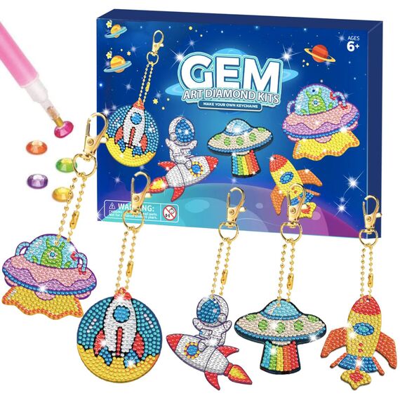 Basteln Mädchen 6-12 Jahre, Geschenke für Kinder - Basteln Sie Ihre eigenen GEM-Schlüsselanhänger - 5D-Diamant-Malen nach Zahlen Kunstsets für Mädchen Kinder Kleinkinder im Alter von 6-12 Jahren