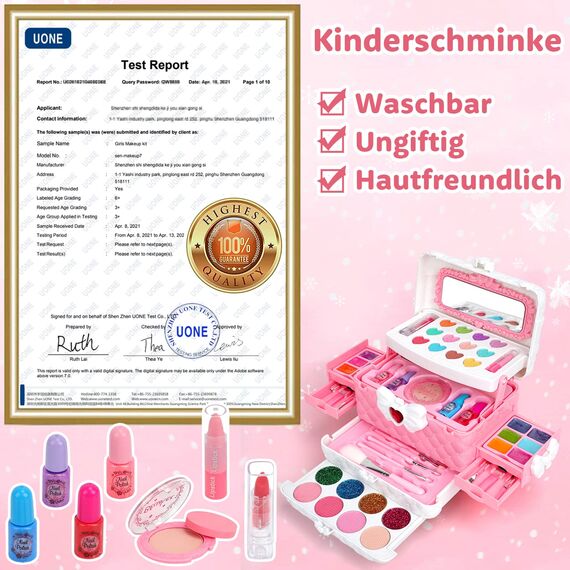 Schminkkoffer für Mädchen 55 Teile Waschbar Kinderschminke Set Geschenk 3 4 5 6 7 8 9 10 Jahre