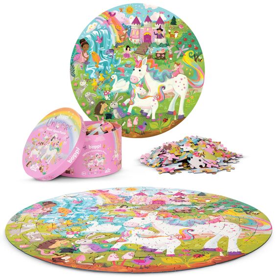 boppi Rundpuzzle – Einhorn, Fabelwesen & Fantasiewelten – 150-teiliges Lernpuzzle – Umweltfreundlich | 100% Recyclingkarton – Alter 5–8 Jahre