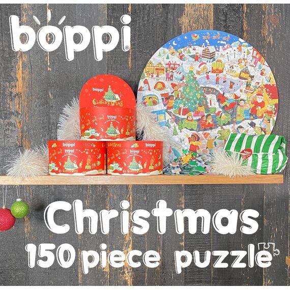 boppi Rundpuzzle – Festliche Weihnachtsmotive – 150-teiliges Lernpuzzle – Umweltfreundlich | 100% Recyclingkarton – Alter 5–8 Jahre