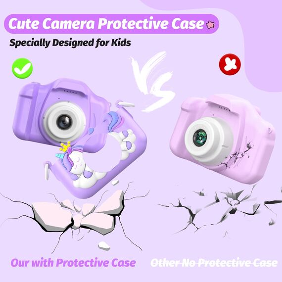 HOOMOON Dinosaurier Kamera für Kinder, Selfie-Kamera, Spielzeug, Mädchen, Jungen, SD-Karte 32 GB, HD-Videorekorder 1080p, Weihnachtsgeburtstagsgeschenke für 3 4 5 6 7 8 9 10 Jahre