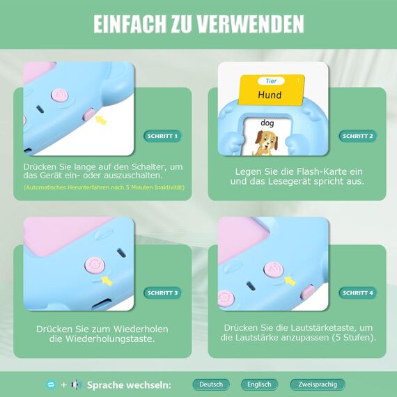 Sprechende Lernkarten Kinderspielzeug 510 Wörter Ab 2 3 4 5 6 Jahre 255 Blätter Lernspiele Für Autismus Lernspielzeug Deutsch Lernen Für Kinder Vorschulkinder Geschenk Für Jungen Mädchen 2-4 Jahre