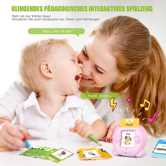 Sprechende Lernkarten Kinderspielzeug Ab 2 3 4 5 6 Jahre Lernspiele Für Autismus Lernspielzeug Deutsch Lernen Für Kinder Vorschulkinder Geschenk Für Jungen Mädchen 2-4 Jahre 112 Blätter 224 Wörter