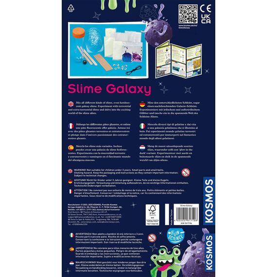KOSMOS 617196 Fun Science - Schleim-Galaxie, Mixe fünf Verschiedene Schleim-Arten, Experimentierset für Einsteiger und Kinder ab 8 Jahre, Komplett-Set zum Glibber selber Machen, Mehrsprachig