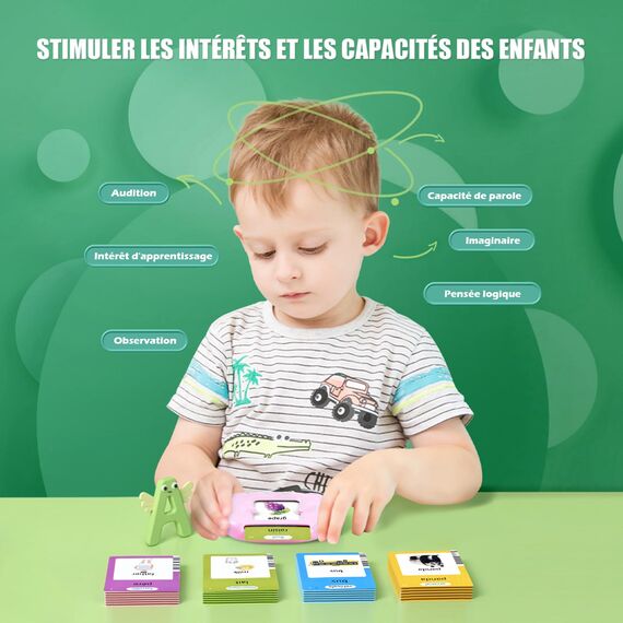 Sprechende Lernkarten Kinderspielzeug Ab 2 3 4 5 6 Jahre Lernspiele Für Autismus Lernspielzeug Lernen Für Kinder Vorschulkinder Geschenk Für Jungen Mädchen 2-4 Jahre 112 Blätter 224 Wörter Französisch