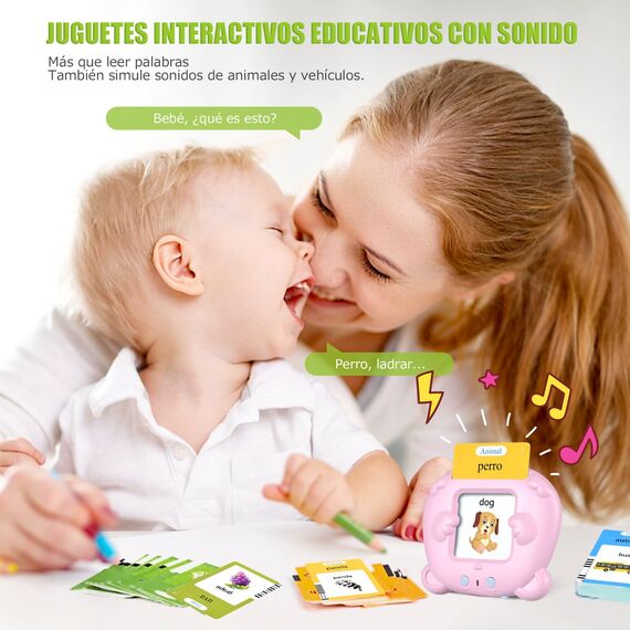 Sprechende Flash-Karten, Lernkarten für Kinder, 112 Blatt, 224 Wörter von 2, 3, 4, 5, 6 Jahre, Montessori