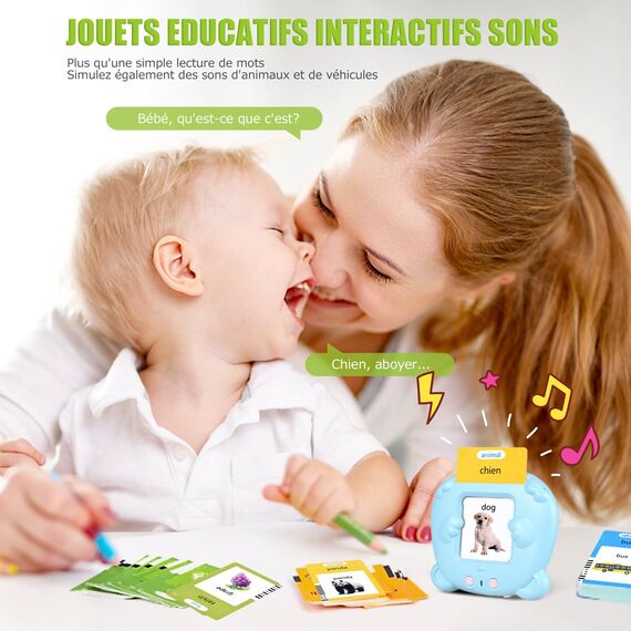 Sprechende Lernkarten Kinderspielzeug Ab 2 3 4 5 6 Jahre Lernspiele Für Autismus Lernspielzeug Lernen Für Kinder Vorschulkinder Geschenk Für Jungen Mädchen 2-4 Jahre 112 Blätter 224 Wörter Französisch
